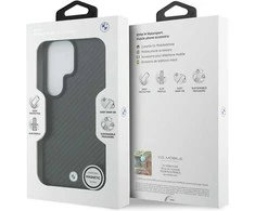 Dėklas BMW Sign Magnetic Carbon Fiber MagSafe Samsung Galaxy S26 Ultra juodos spalvos