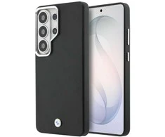 BMW Signature PU Leather Metal Logo Magnetic dėklas skirtas Samsung Galaxy S26 Ultra juodos spalvos