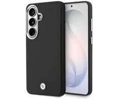 BMW Signature PU Leather Metal Logo Magnetic dėklas skirtas Samsung Galaxy S26 juodos spalvos