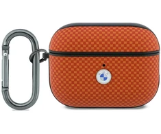 Dėklas BMW Textured Sign Kevlar Metal Logo skirta AirPods Pro 3 oranžinės spalvos