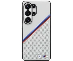Dėklas BMW Tricolor Metal Logo MagSafe Samsung Galaxy S26 Ultra pilkas