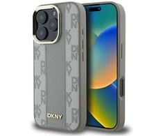 Dėklas DKNY Checkered Pattern Magsafe iPhone 16 Pro Case - rusvai gelsvas