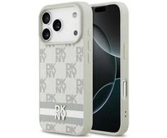 Dėklas DKNY Checkered with Printed Stripes skirtas Apple iPhone 17 Pro beiige