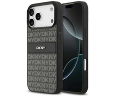 Dėklas DKNY Repeat Texture Pattern with Tonal Stripe skirtas Apple iPhone 17 Pro Max juodas