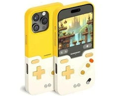GAMEBABY dėklas su valdikliu, skirtas iPhone 16 Pro Max, geltonas