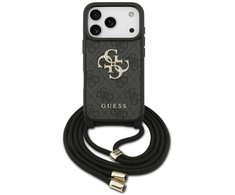Dėklas Guess 4G Big Logo Cord Stap Crossbody skirtas Apple iPhone 17 Pro juodos spalvos