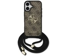 Original dėklas GUESS 4G Big Logo Cord Stap Crossbody skirtas Apple iPhone 17 rudos spalvos