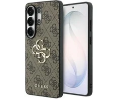 Guess PU 4G Metal Logo dėklas skirtas Samsung Galaxy S26 Ultra rudos spalvos