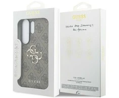 Guess PU 4G Metal Logo dėklas skirtas Samsung Galaxy S26 Ultra rudos spalvos