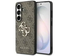 Guess PU 4G Metal Logo dėklas skirtas Samsung Galaxy S26+ rudos spalvos