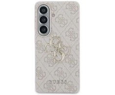 Guess PU 4G Metal Logo dėklas skirtas Samsung Galaxy S26 rožinės spalvos
