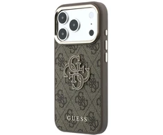 Dėklas Guess 4G & Big Resin Logo skirtas iPhone 18 Pro / iPhone 17 Pro ruda