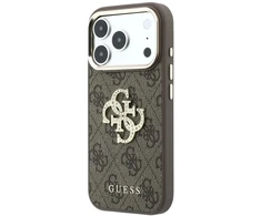 Dėklas Guess 4G &amp; Big Strass Logo do iPhone 18 Pro Max / 17 Pro Max ruda