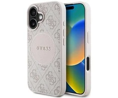 Guess 4G Circle Classic Logo MagSafe iPhone 16 Dėklas - Rožinė