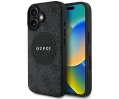 Guess 4G Circle Classic Logo MagSafe dėklas iPhone 16 - juodas