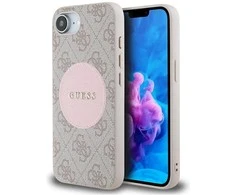 Guess 4G Circle Classic Logo MagSafe dėklas iPhone 16e - rožinis