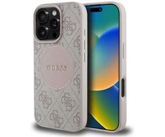 Dėklas Guess 4G Circle Classic Logo MagSafe iPhone 16 Pro Case - Rožinė