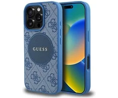 Guess 4G Circle Classic Logo MagSafe dėklas iPhone 16 Pro - mėlynas