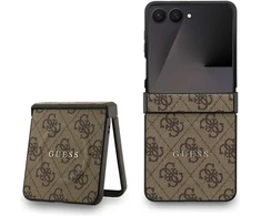 Dėklas Guess 4G Classic MagSafe skirtas Samsung Galaxy Z Flip7 rudos spalvos