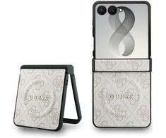 Guess PU Leather 4G Magnetic dėklas Samsung Galaxy Z Flip 8 rožinės spalvos