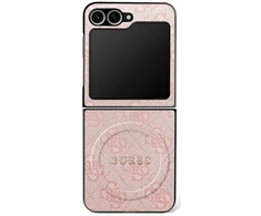 Dėklas Guess 4G Classic MagSafe skirtas Samsung Galaxy Z Flip7 rožinės spalvos