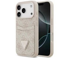 Dėklas Guess 4G Double Card Triangle skirtas Apple iPhone 17 Pro rožinės spalvos