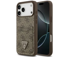 Dėklas Guess 4G Double Card Triangle, skirtas iPhone 18 Pro Max / 17 Pro Max, rudas
