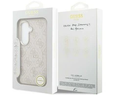 Guess PU Leather 4G Gold Frame Magnetic dėklas skirtas Samsung Galaxy S26+ rožinės spalvos