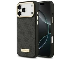 Guess 4G Logo Plate MagSafe dėklas skirtas Apple iPhone 17 Pro Max juodos spalvos