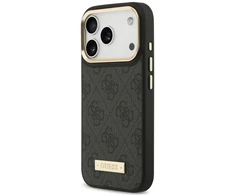 Dėklas Guess 4G Logo Plate MagSafe do iPhone 18 Pro Max / 17 Pro Max juoda