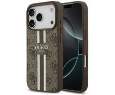 GUESS dėklas, skirtas IPHONE 17 Pro, suderinamas su MagSafe GUHMP17LP4RPSW (4G spausdintos juostelės), rudas