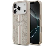 „Guess 4G“ dryžuotas „MagSafe“ dėklas, skirtas „iPhone 17 Pro“ – Rožinė