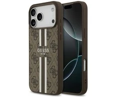 GUESS dėklas, skirtas IPHONE 17 Pro Max, suderinamas su MagSafe GUHMP17XP4RPSW (4G spausdintos juostelės), rudas
