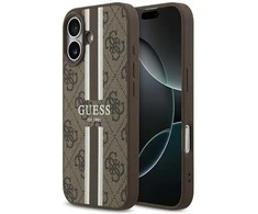 „Guess 4G“ dryžuotas „MagSafe“ dėklas, skirtas „iPhone 17“ – ruda