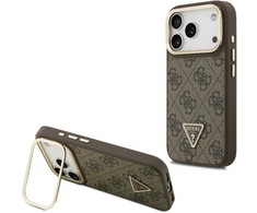 Dėklas Guess 4G PU Triangle Logo &amp; Stir Camera Magsafe skirtas Apple iPhone 17 Pro rudos spalvos