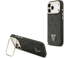 Dėklas Guess 4G PU Triangle Logo &amp; Stir Camera Magsafe skirtas Apple iPhone 17 Pro Max juodos spalvos