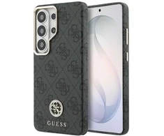 Guess PU Leather 4G Strass Logo Gold Frame Magnetic dėklas skirtas Samsung Galaxy S26 Ultra juodos spalvos