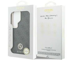 Guess PU Leather 4G Strass Logo Gold Frame Magnetic dėklas skirtas Samsung Galaxy S26 Ultra juodos spalvos