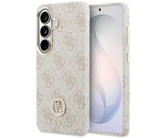 Guess PU Leather 4G Strass Logo Gold Frame Magnetic dėklas skirtas Samsung Galaxy S26 rožinės spalvos