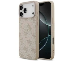 Guess PU Leather 4G Colored Ring MagSafe dėklas skirtas Apple iPhone 17 Pro Max Rožinė