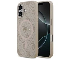 Guess PU Leather 4G Colored Ring MagSafe dėklas skirtas Apple iPhone 17 Rožinė