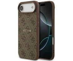 GUESS dėklas, skirtas IPHONE 17 Air, suderinamas su MagSafe GUHMP17MG4GFRW (PU 4G Ring Classic Logo) rudas