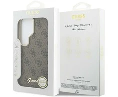 Guess PU 4G Script Metal Logo Magnetic dėklas skirtas Samsung Galaxy S26 Ultra Brown