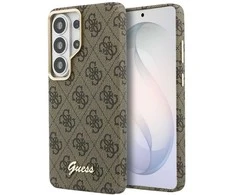 Guess PU 4G Script Metal Logo Magnetic dėklas skirtas Samsung Galaxy S26 Ultra Brown