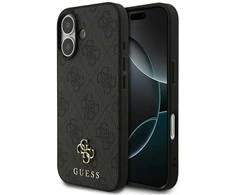 GUESS dėklas, skirtas IPHONE 17, suderinamas su „MagSafe GUHMP17SP4SM4MK“ (PU 4G Small 4G ir Classic), juodas
