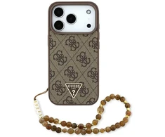 Original dėklas GUESS 4G Strap Triangle Logo MagSafe skirtas Apple iPhone 17 Pro rudos spalvos