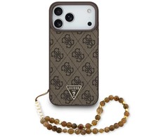 Original dėklas GUESS 4G Strap Triangle Logo MagSafe skirtas Apple iPhone 17 Pro Max rudos spalvos