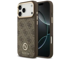 Dėklas Guess 4G Strass Logo MagSafe do iPhone 18 Pro Max / 17 Pro Max ruda