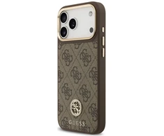Dėklas Guess 4G Strass Logo MagSafe do iPhone 18 Pro Max / 17 Pro Max ruda