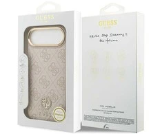 GUESS dėklas, skirtas IPHONE 17 Air, suderinamas su MagSafe GUHMP17MP4GRMDEP (PU su 4G Strass logotipu), rožinis